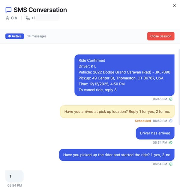 Rural Dispatch SMS Modal