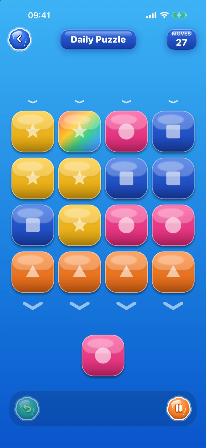 Daily puzzle board with its move budget